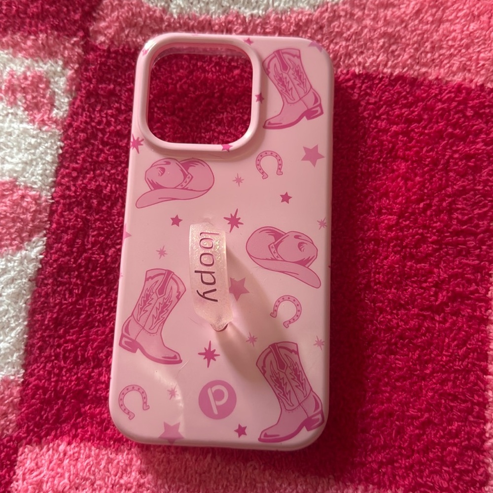 iphone 15 pro case, pink cowgirl loopy case